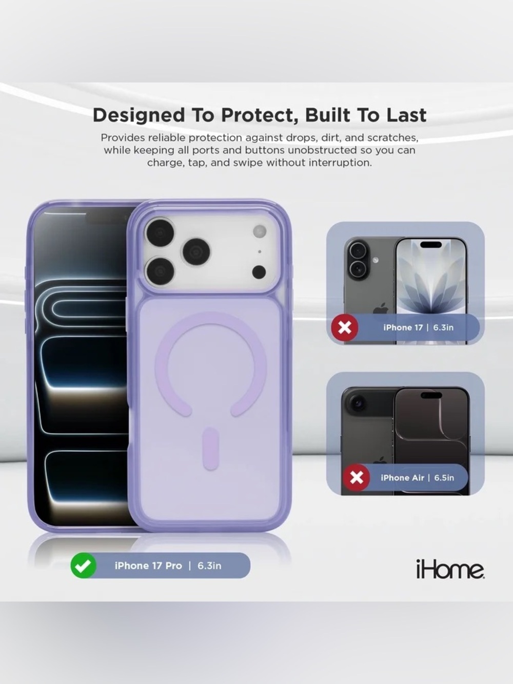 iHome Velo MagSafe Compatible Case for iPhone 17 Air - Purple - Picture 3 of 7